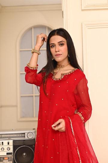 Deep red beautiful chiffon shirt