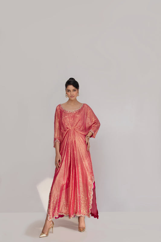 Chamkili Hot Pink Shimmer Chiffon Kaftan